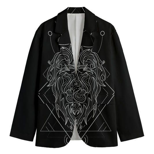 Black And White Leo Sign Print Men's Cotton Blazer
