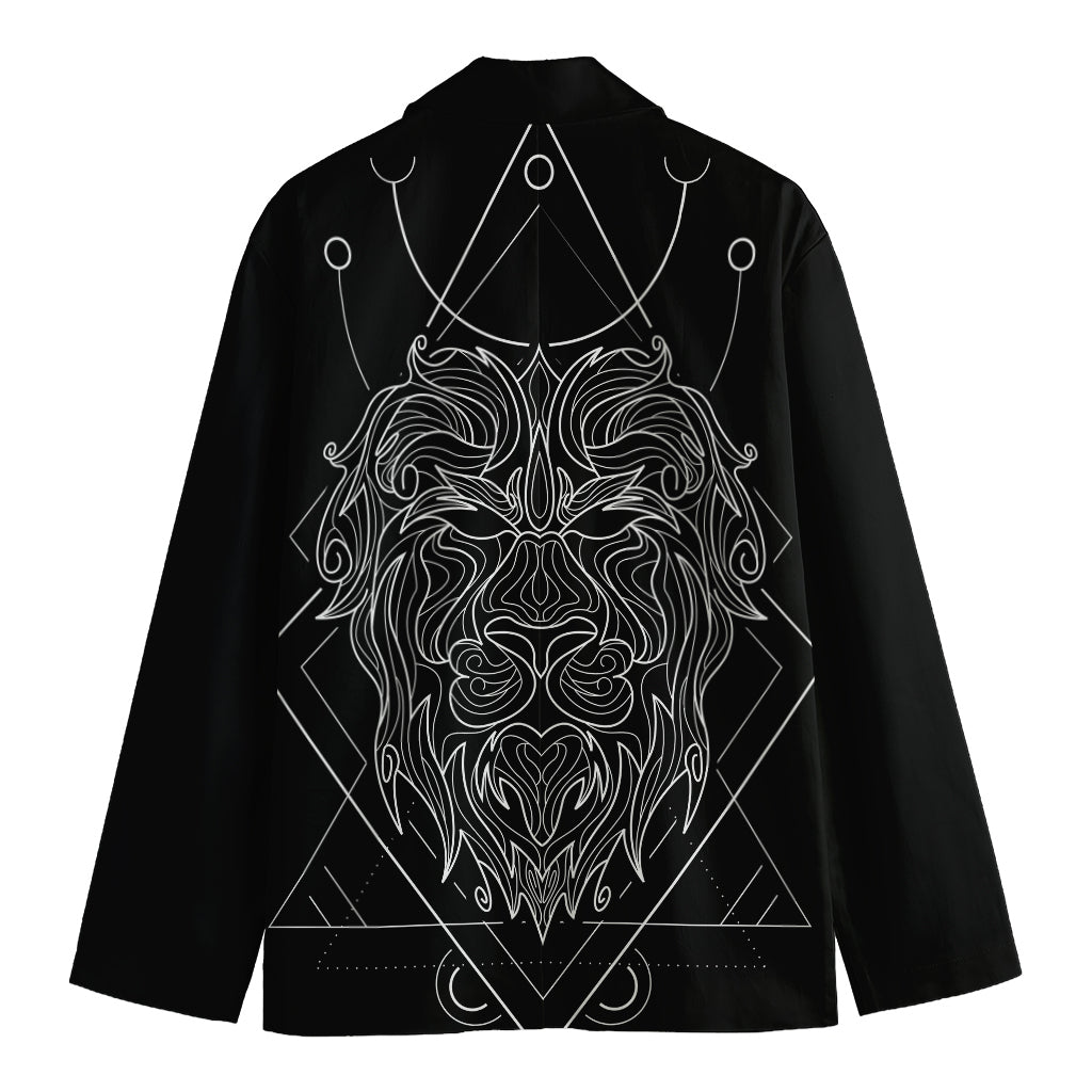 Black And White Leo Sign Print Men's Cotton Blazer