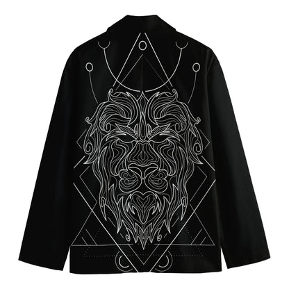 Black And White Leo Sign Print Men's Cotton Blazer