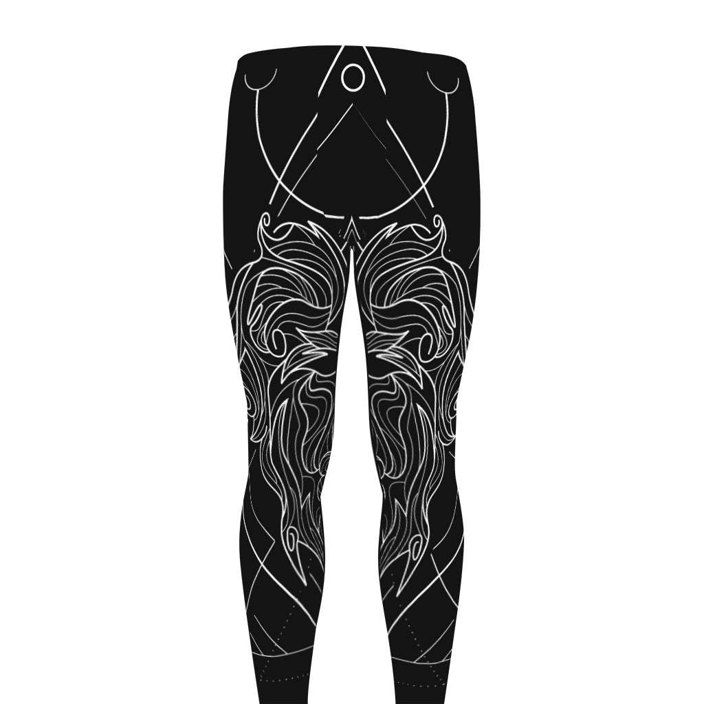 Black And White Leo Sign Print Men's leggings