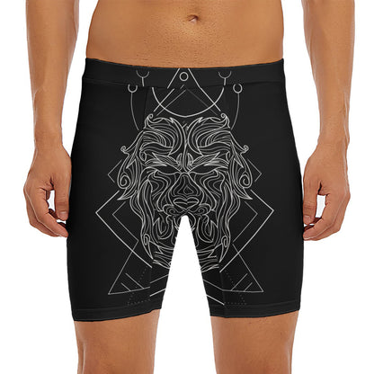 Black And White Leo Sign Print Men's Long Boxer Briefs