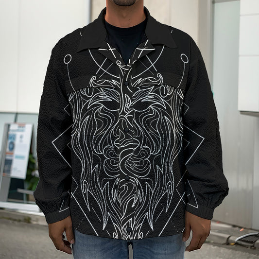 Black And White Leo Sign Print Men's Shirt Jacket