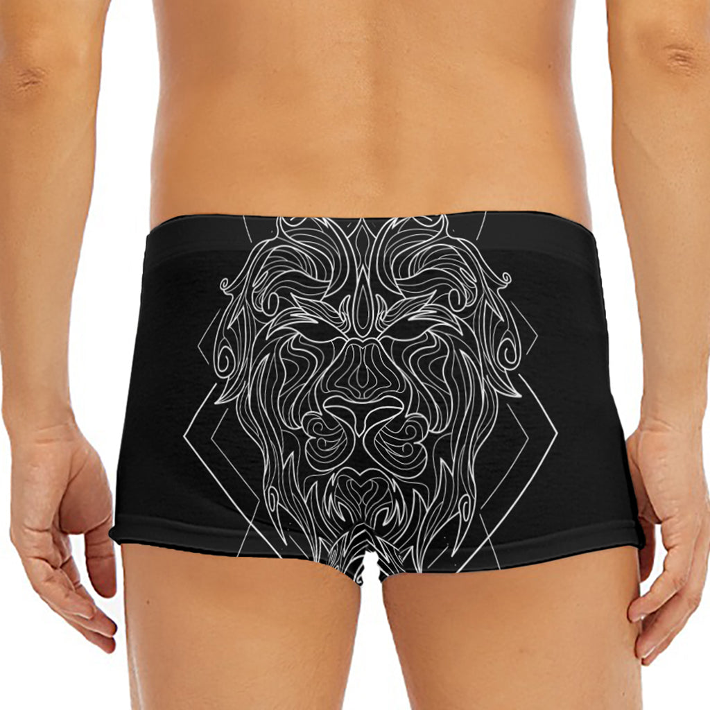 Black And White Leo Sign Print Men's Short Boxer Briefs