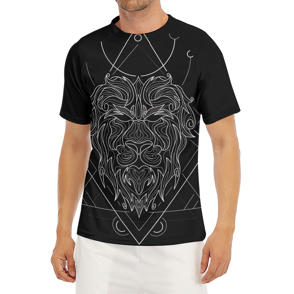 Black And White Leo Sign Print Men's Short Sleeve Rash Guard