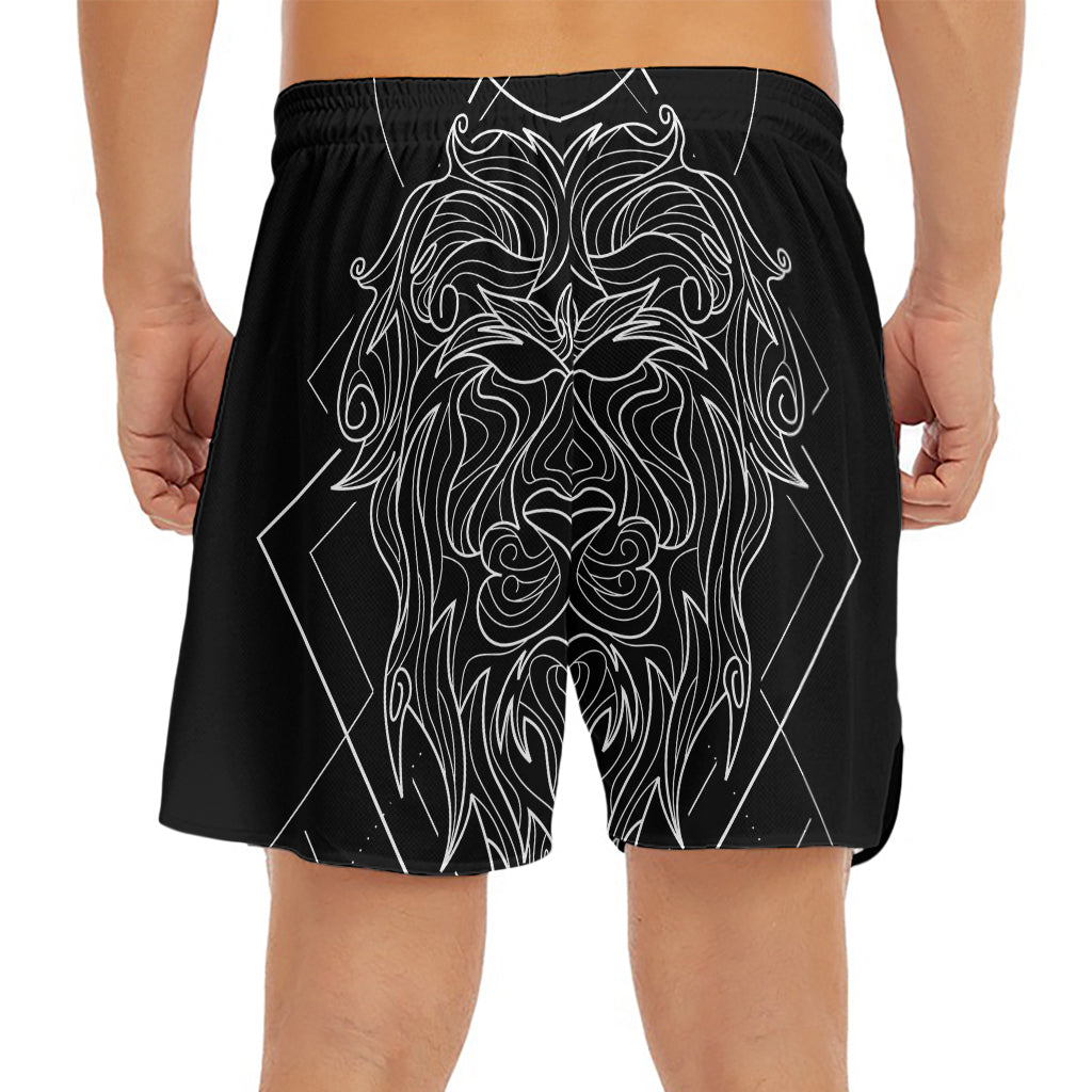Black And White Leo Sign Print Men's Split Running Shorts