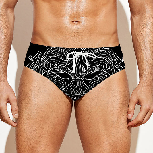 Black And White Leo Sign Print Men's Swim Briefs