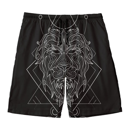Black And White Leo Sign Print Men's Swim Trunks