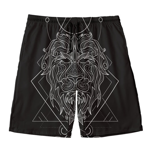 Black And White Leo Sign Print Men's Swim Trunks
