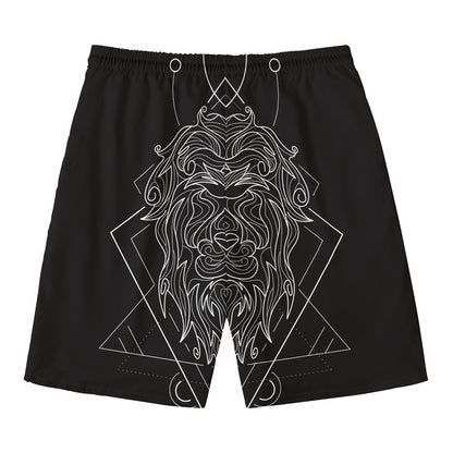 Black And White Leo Sign Print Men's Swim Trunks