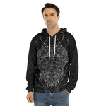 Black And White Leo Sign Print Men's Velvet Pullover Hoodie