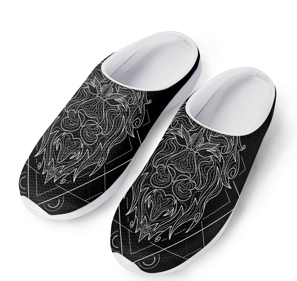 Black And White Leo Sign Print Mesh Casual Shoes