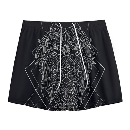 Black And White Leo Sign Print Mesh Shorts