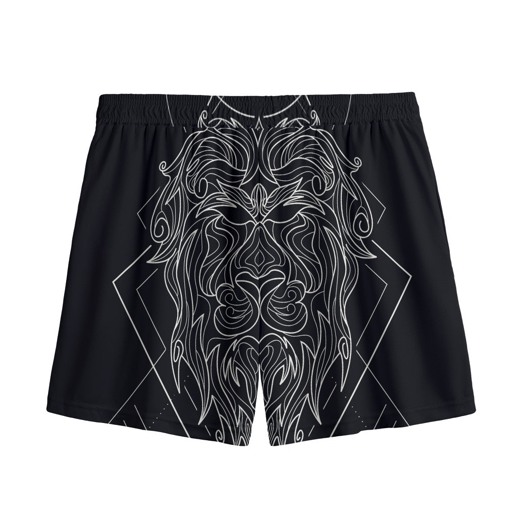 Black And White Leo Sign Print Mesh Shorts