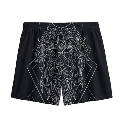Black And White Leo Sign Print Mesh Shorts