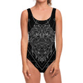 Black And White Leo Sign Print One Piece Swimsuit