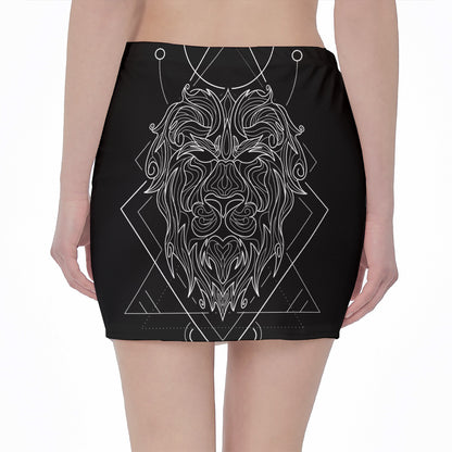 Black And White Leo Sign Print Pencil Mini Skirt