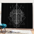 Black And White Leo Sign Print Pencil Pleat Curtains