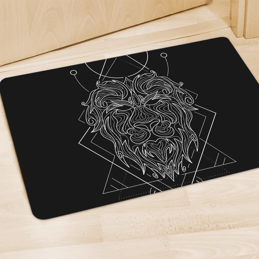 Black And White Leo Sign Print Polyester Doormat