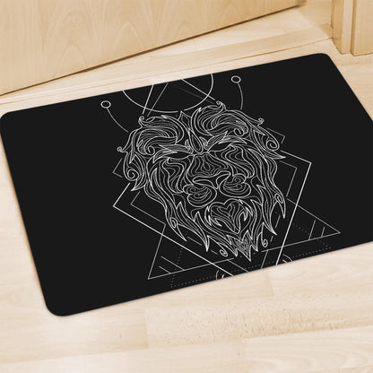 Black And White Leo Sign Print Polyester Doormat