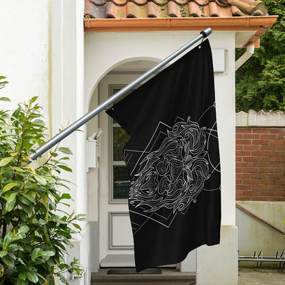 Black And White Leo Sign Print Polyester Flag