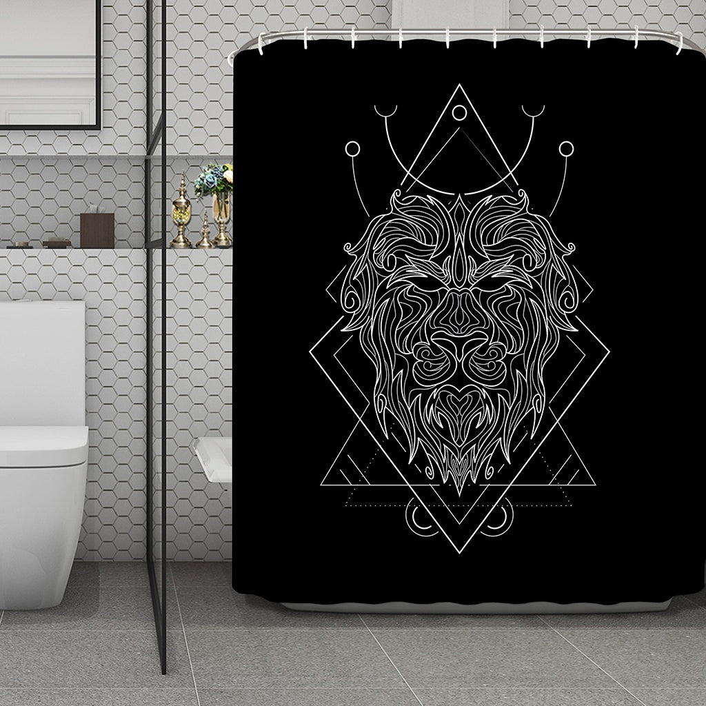 Black And White Leo Sign Print Polyester Shower Curtain