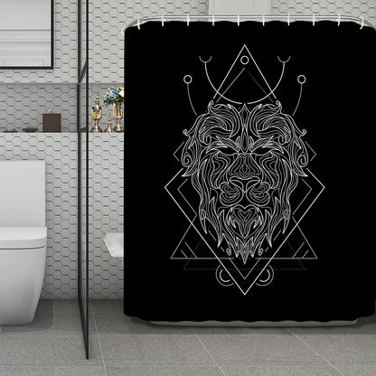 Black And White Leo Sign Print Polyester Shower Curtain