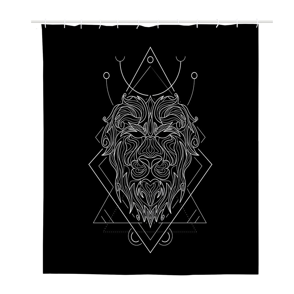 Black And White Leo Sign Print Polyester Shower Curtain