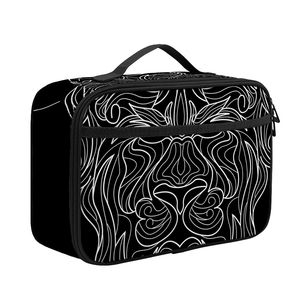 Black And White Leo Sign Print Portable Lunch Bag