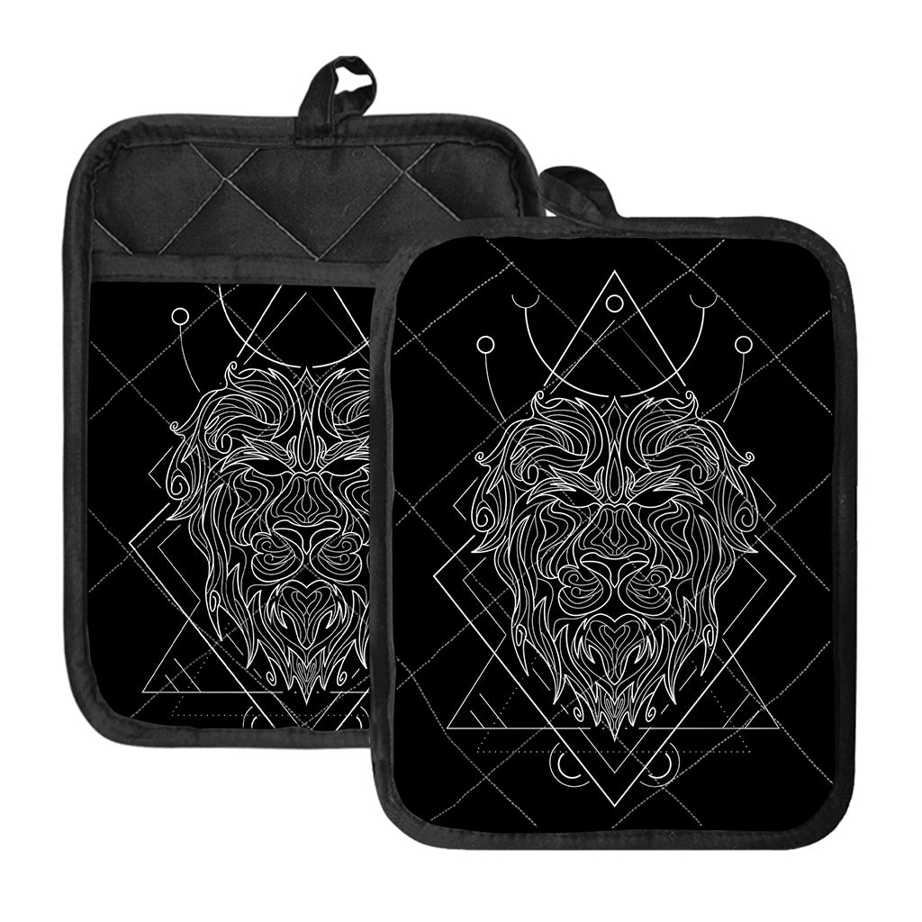 Black And White Leo Sign Print Pot Holders With Pocket