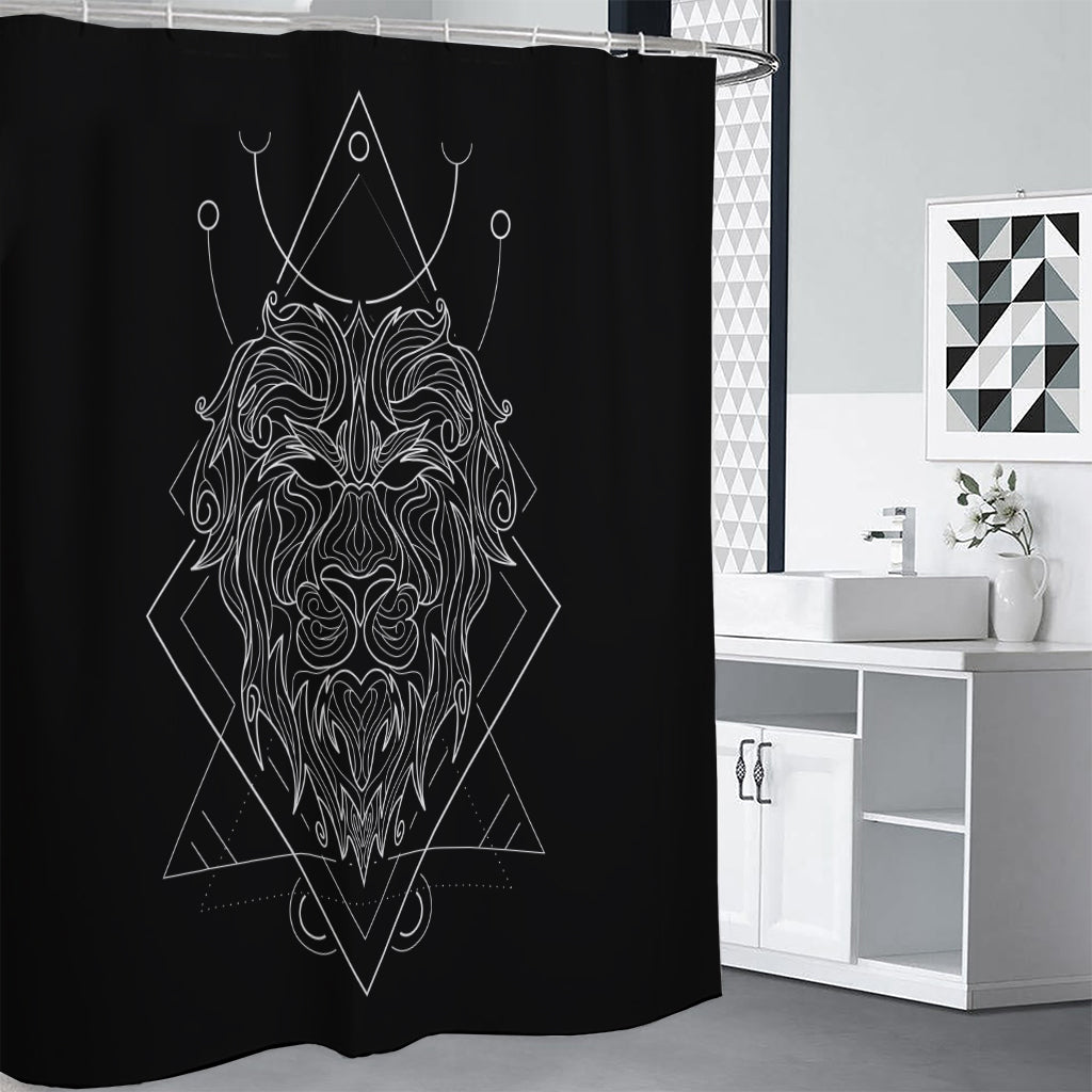 Black And White Leo Sign Print Premium Shower Curtain