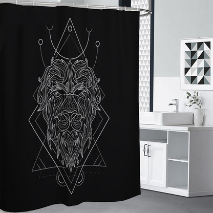 Black And White Leo Sign Print Premium Shower Curtain