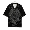 Black And White Leo Sign Print Rayon Hawaiian Shirt