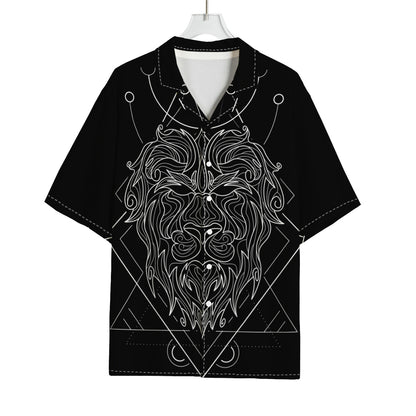 Black And White Leo Sign Print Rayon Hawaiian Shirt