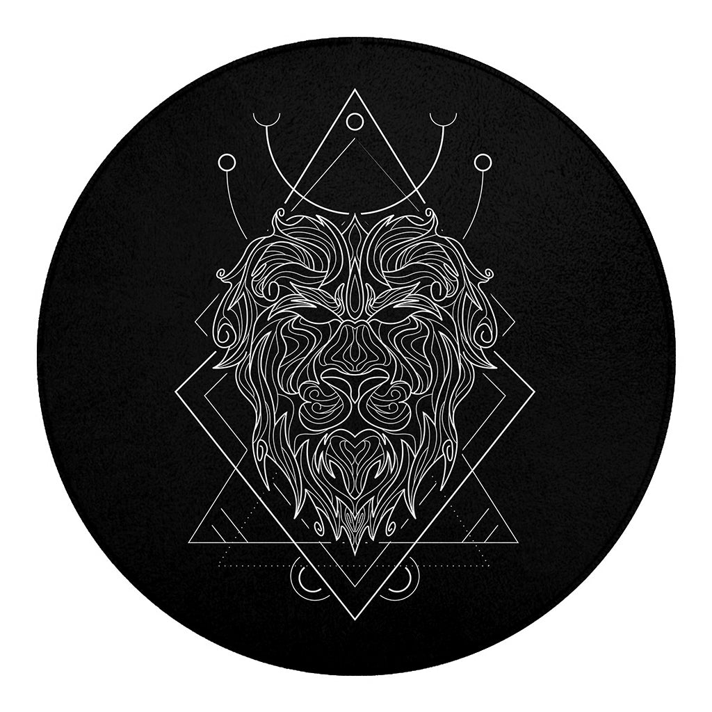 Black And White Leo Sign Print Round Blanket
