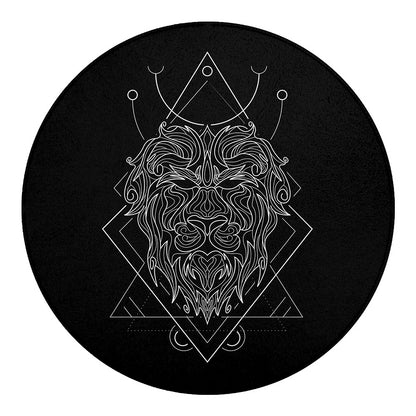 Black And White Leo Sign Print Round Blanket