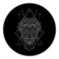Black And White Leo Sign Print Round Floor Mat
