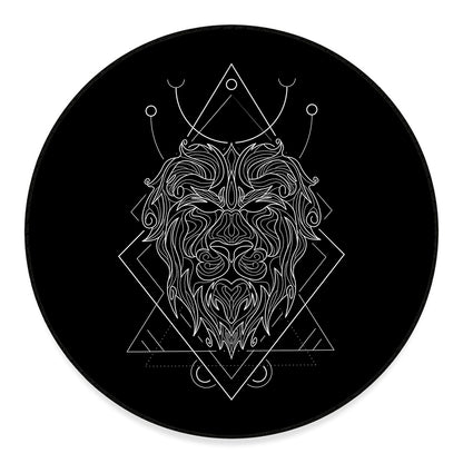 Black And White Leo Sign Print Round Floor Mat