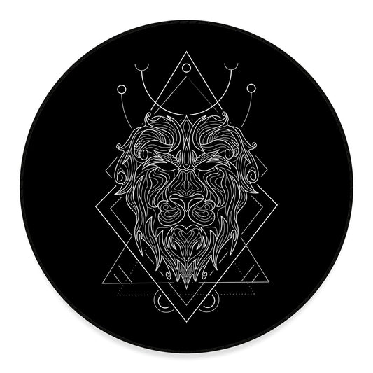 Black And White Leo Sign Print Round Floor Mat
