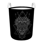 Black And White Leo Sign Print Round Laundry Basket