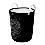 Black And White Leo Sign Print Round Laundry Basket