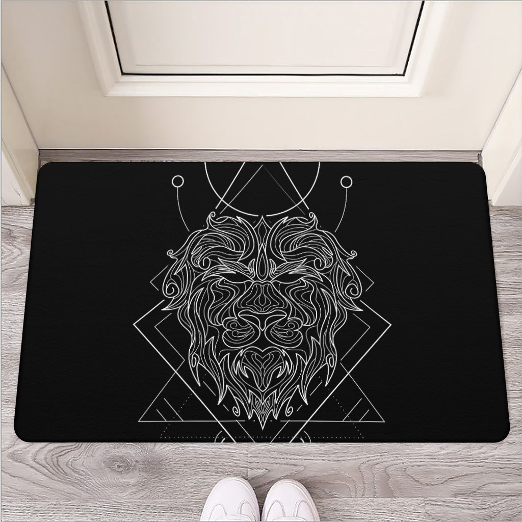 Black And White Leo Sign Print Rubber Doormat