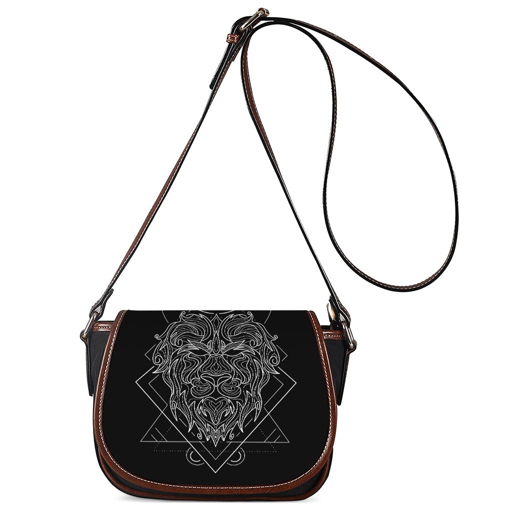 Black And White Leo Sign Print Saddle Bag