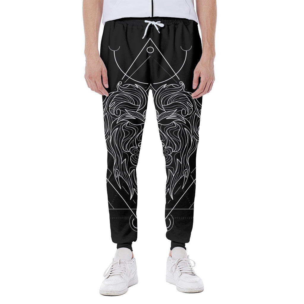 Black And White Leo Sign Print Scuba Joggers