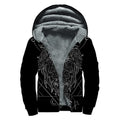 Black And White Leo Sign Print Sherpa Lined Zip Up Hoodie