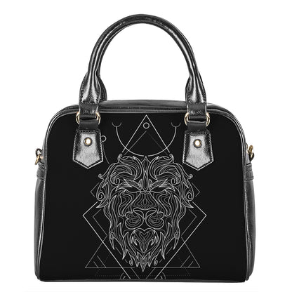Black And White Leo Sign Print Shoulder Handbag