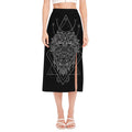 Black And White Leo Sign Print Side Slit Midi Skirt