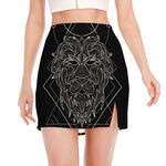 Black And White Leo Sign Print Side Slit Mini Skirt