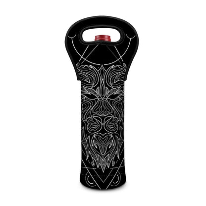 Black And White Leo Sign Print Single Neoprene Wine Tote