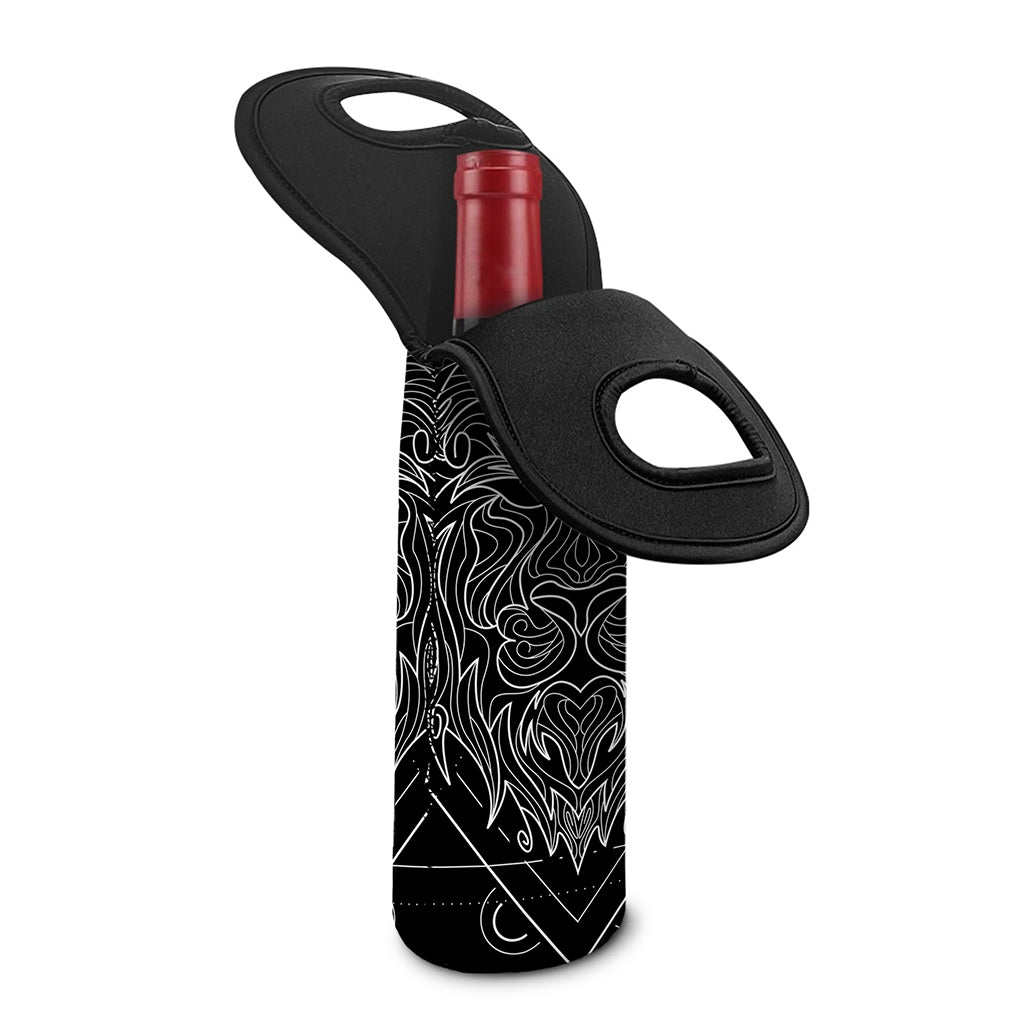 Black And White Leo Sign Print Single Neoprene Wine Tote