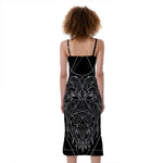 Black And White Leo Sign Print Slim Fit Midi Cami Dress